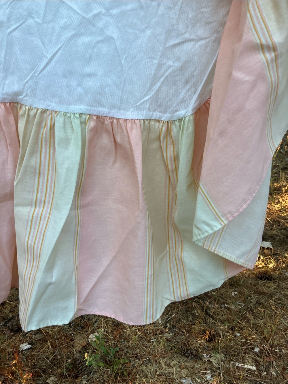 Pastel striped Full bed skirt and two pillow sham covers set made in USA